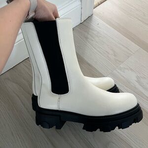 Steve Madden Cream and Black Combat Boots